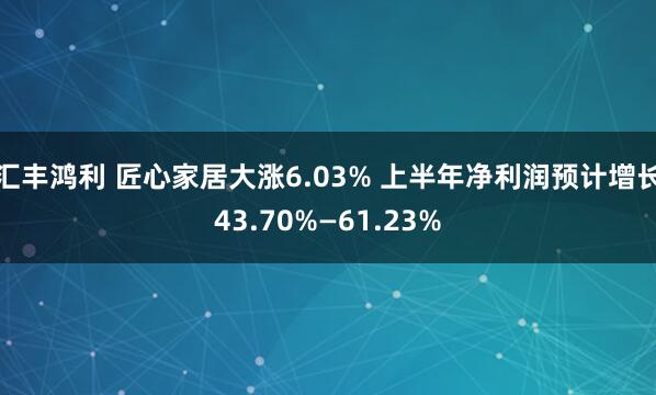汇丰鸿利 匠心家居大涨6.03% 上半年净利润预计增长43.70%—61.23%
